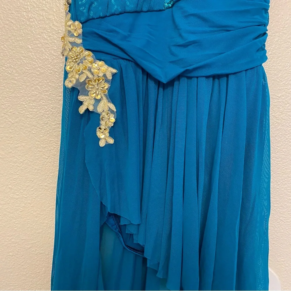 WEISSMAN Dance Costume dress lyrical teal aqua blue 10,000 MILES 13171 SA adult
